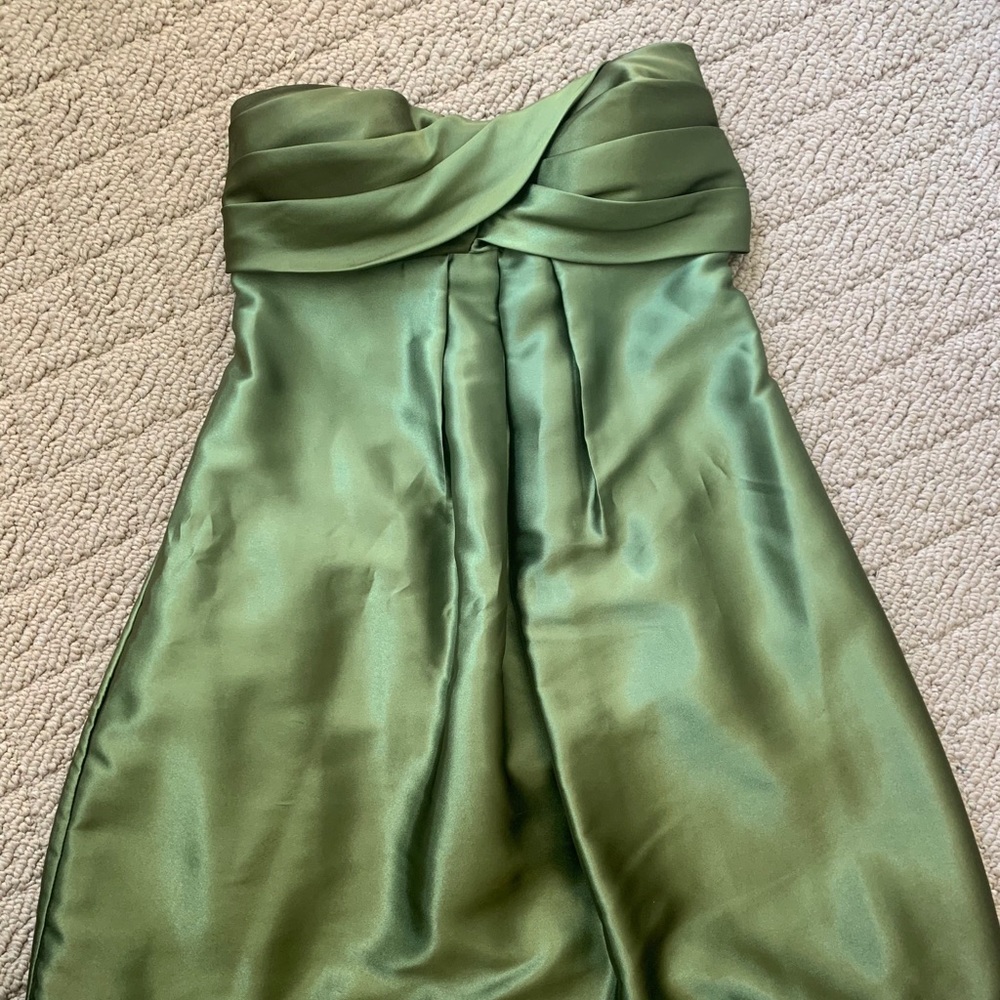 Green short satin Christmas dress